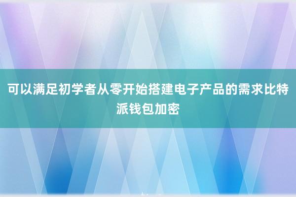 可以满足初学者从零开始搭建电子产品的需求比特派钱包加密