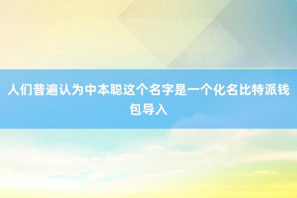 人们普遍认为中本聪这个名字是一个化名比特派钱包导入