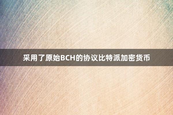 采用了原始BCH的协议比特派加密货币