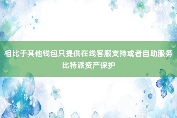 相比于其他钱包只提供在线客服支持或者自助服务比特派资产保护