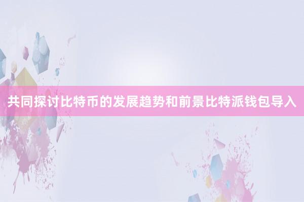 共同探讨比特币的发展趋势和前景比特派钱包导入