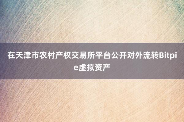 在天津市农村产权交易所平台公开对外流转Bitpie虚拟资产