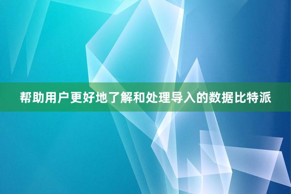 帮助用户更好地了解和处理导入的数据比特派