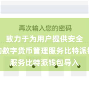 致力于为用户提供安全、便捷的数字货币管理服务比特派钱包导入